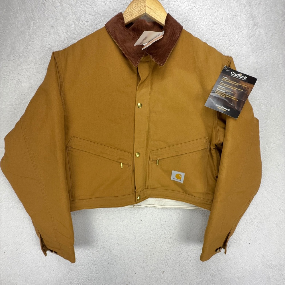 Carhartt Cropped Detroit Jacket Quilt Lined Mens Large 42 Tall X01 BRN Brown NWT